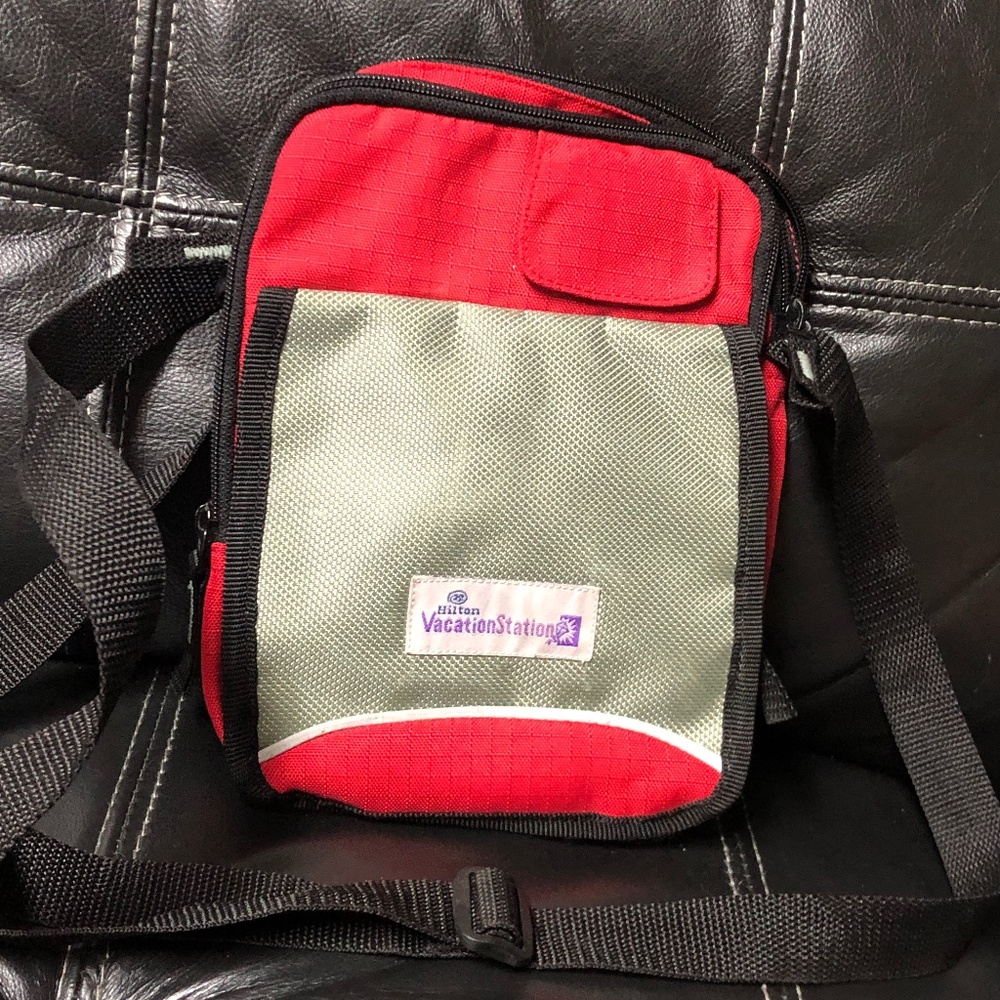 Vacation Crossbody Utility Travel Bag RED Organizer with Pockets compartments